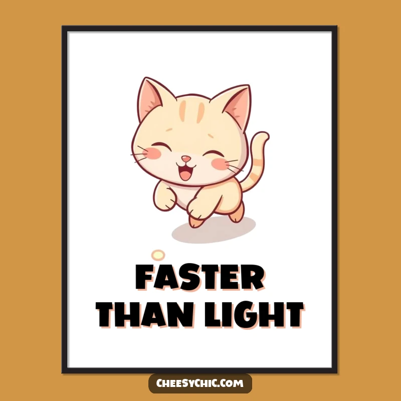 Funny Laser Cat Poster - Dynamic Wall Art Capturing Feline Frenzy