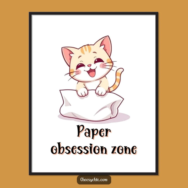 Funny Cat Pouncing Paper Poster - Hilarious Wall Art for Cat Enthusiast's Home