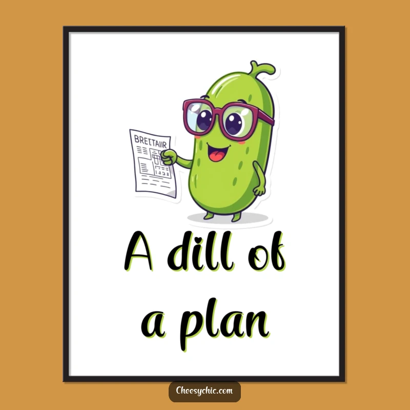 Funny Pickle Genius Poster: Intellectual Humor for Your Walls