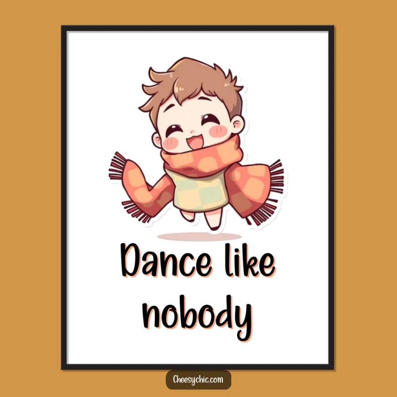 Funny Spinning Scarf Poster: Delightful Character Art, Wall Decor Gift