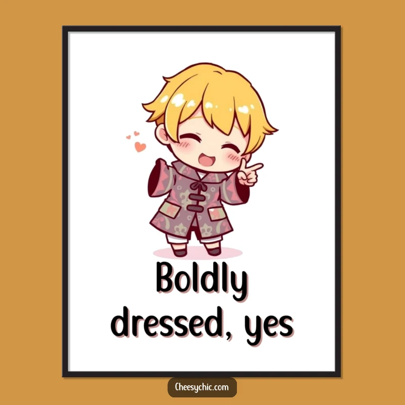 Funny Wall Art: Patterned Outfit Pointer Character - Perfect Funny Gift Decor