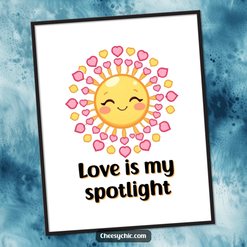 Funny Poster featuring a winking sun with rays made of tiny hearts, adding a touch of warm affection to decor.