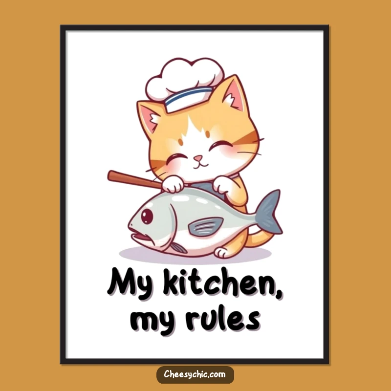 Funny Chef Cat Poster - Whimsical Wall Art for Culinary Cat Lovers