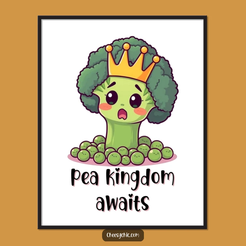 Funny Broccoli King Poster - Royal Veggie Art, Perfect Funny Gift for Kitchen Decor