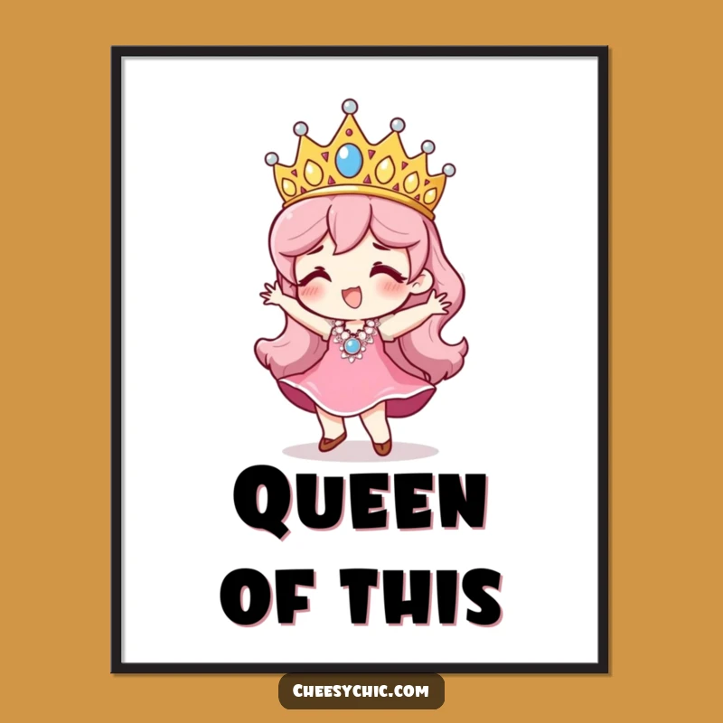 Funny Tiara Dancer Poster: Sequined Sparkle, Joyful Humorous Wall Art