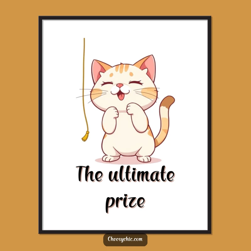 Funny Focused Cat Poster - Dynamic Wall Art of Intense Feline Play