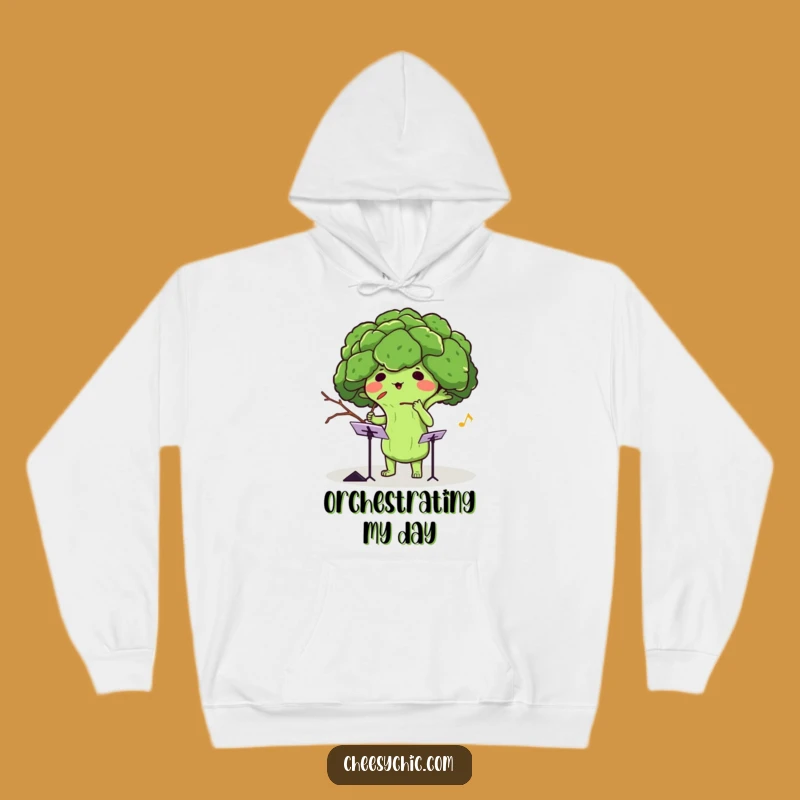 Funny Broccoli Conductor Hoodie: Stay Warm and Amused with This Hilarious Veggie Maestro