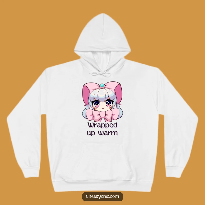 Funny Peeking Bow Hoodie: Cozy Character Apparel, Gift for Cuteness