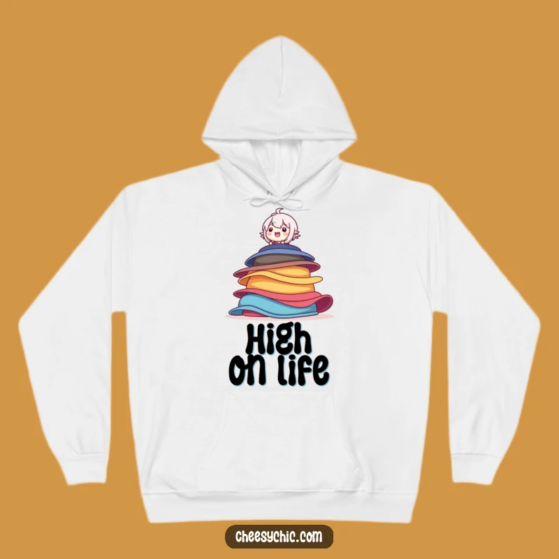 Funny Hat Balancer Hoodie: Colorful Stack, Cozy Humorous Gift