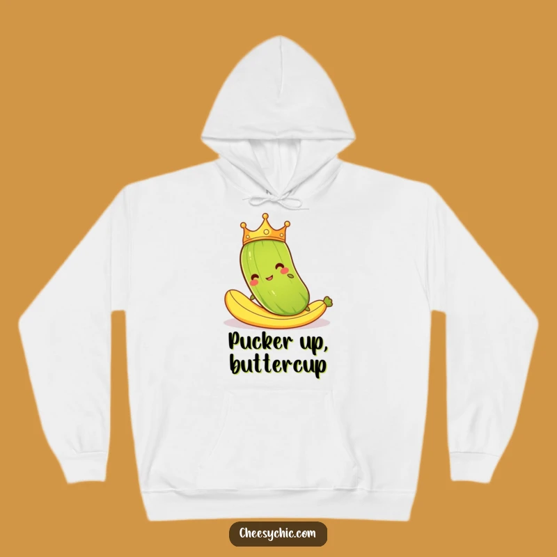 Funny Pickle Crown Slipping Hoodie - Cozy Cartoon Banana Peel Sweatshirt