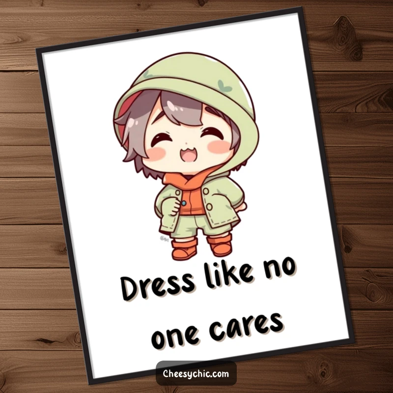 Funny Free Printable Wall Art: A character looking delighted in a spectacularly mismatched outfit brings eclectic charm to any room.