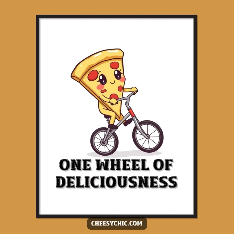 Free Printable Wall Art: Pizza Unicyclist - Funny Food Decor, Downloadable Art