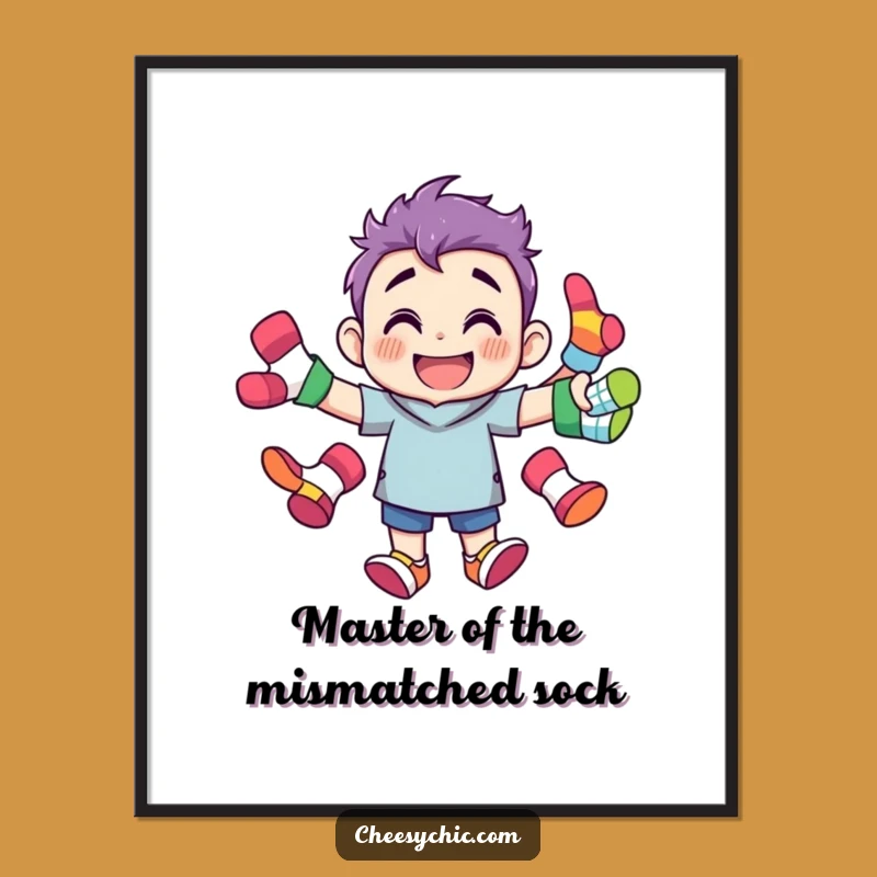 Free Printable Wall Art: Sock Juggling Character, Grin, Funny Downloadable Decor