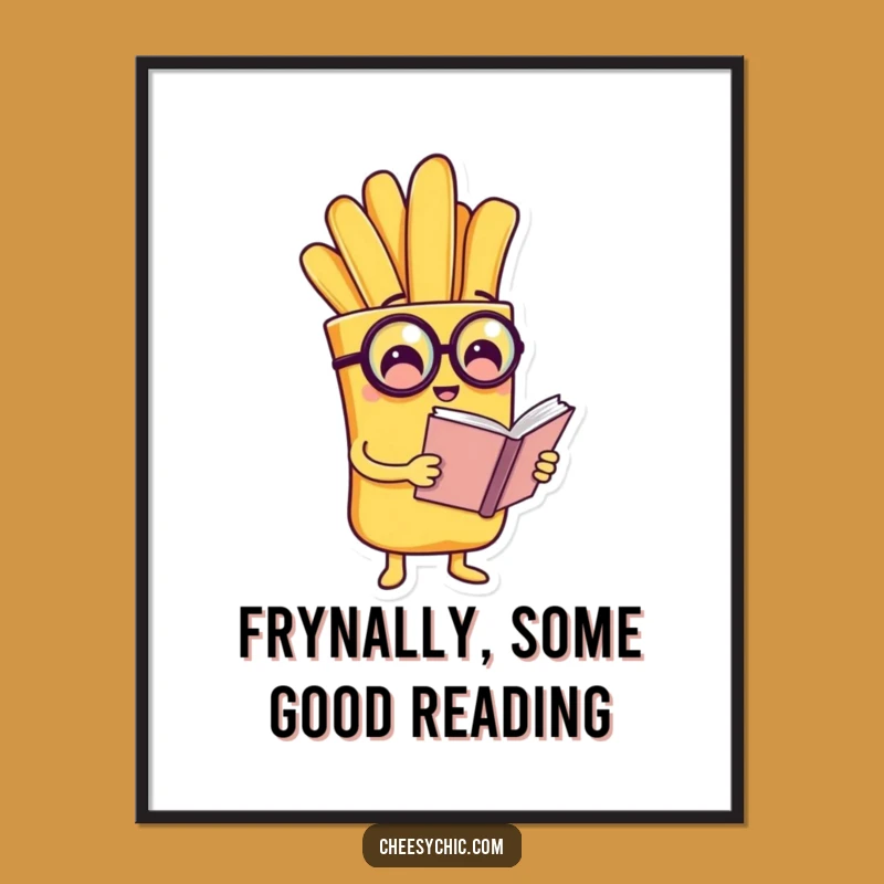 Free Printable Funny Fry Wall Art - Monocle Reader Scene Downloadable Decor