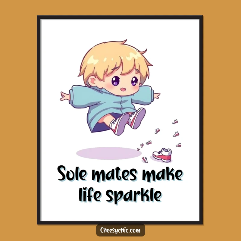 Funny Free Printable Wall Art: Tripping Shoe Character, Downloadable Home Decor