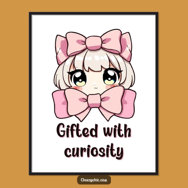 Free Printable Wall Art: Playful Peeking Character, Whimsical Bow Downloadable Decor