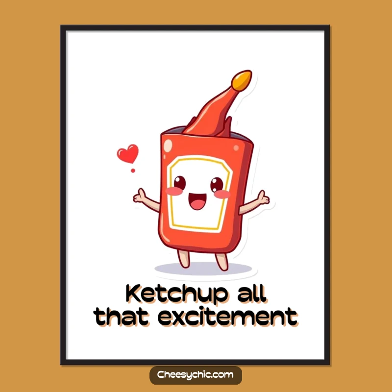 Free Printable Wall Art: Energetic Ketchup Packet Burst Downloadable Decor