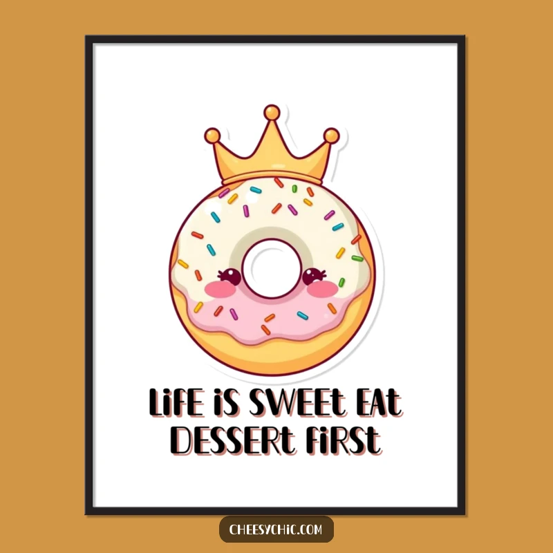 Free Printable Funny Donut Wall Art: Royal Sprinkle Decor Downloadable Art