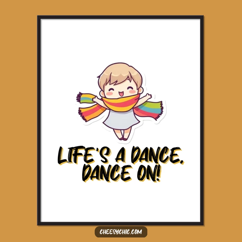 Free Printable Wall Art: Joyful Dancer, Rainbow Scarf, Colorful Decor