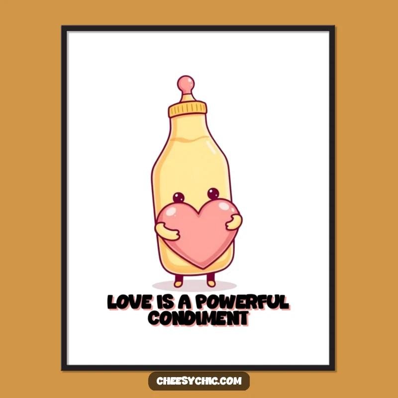 Free Printable Wall Art: Humorous Condiment Bottle Heart Squeeze Downloadable Decor