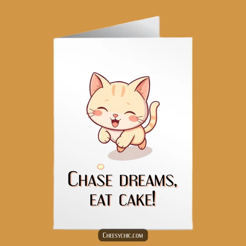 Free Printable Birthday Card: Energetic Cat & Laser, Funny Downloadable Gift