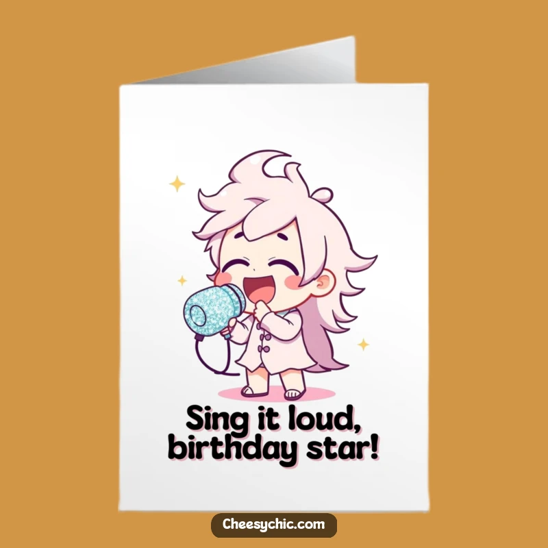 Free Printable Birthday Card: Funny Singing Character, Ultimate Karaoke Star Downloadable Gift