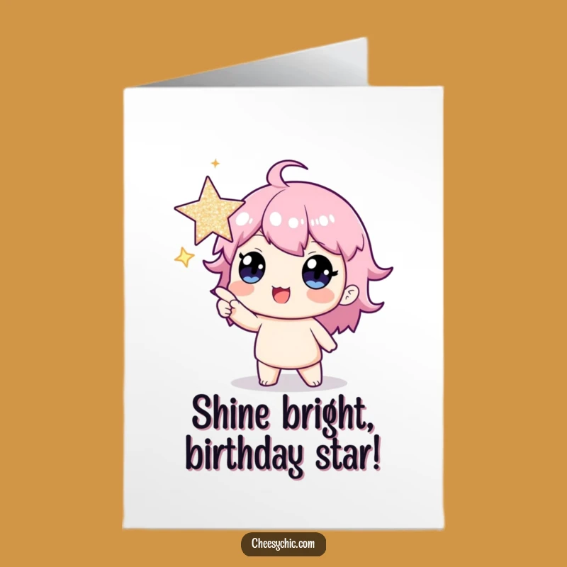 Free Printable Birthday Card: Funny Star Pointer Character Downloadable Gift