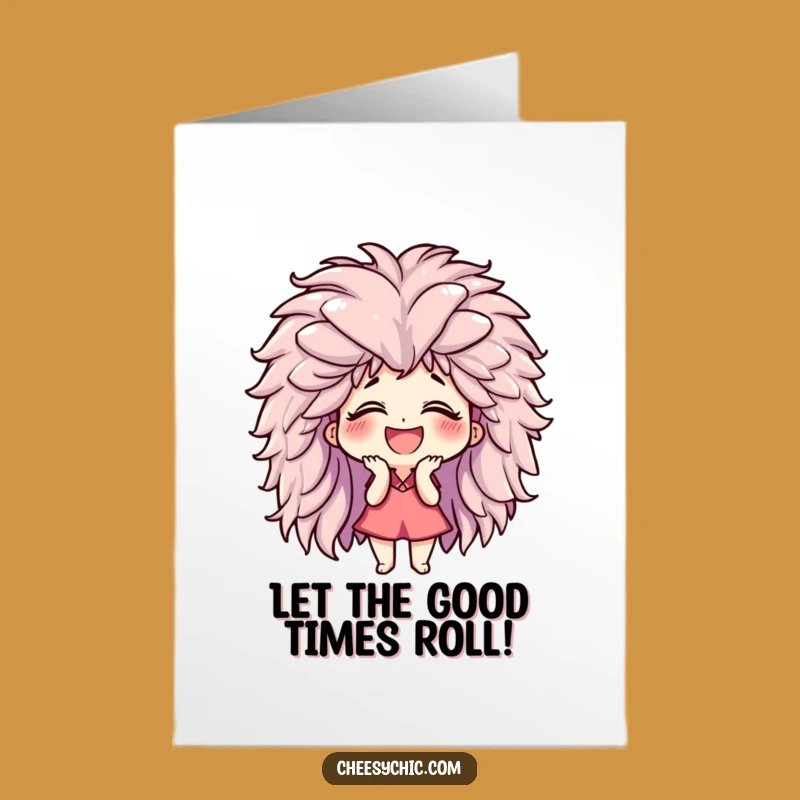 Free Printable Birthday Card: Wigged Character Giggling Funny Downloadable Gift