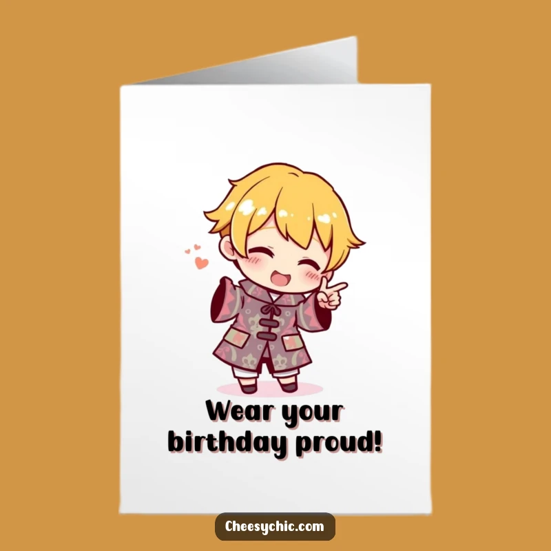 Free Printable Birthday Card: Wild Outfit, Funny Character, Bold Downloadable