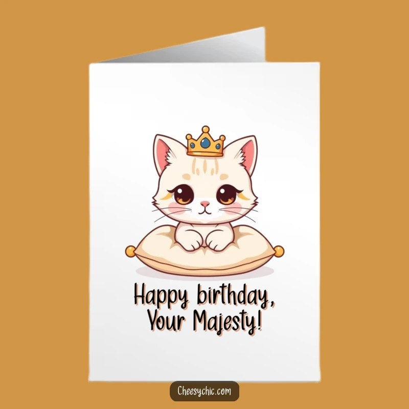 Free Printable Royal Cat Birthday Card: Regal Feline - Downloadable Funny Gift