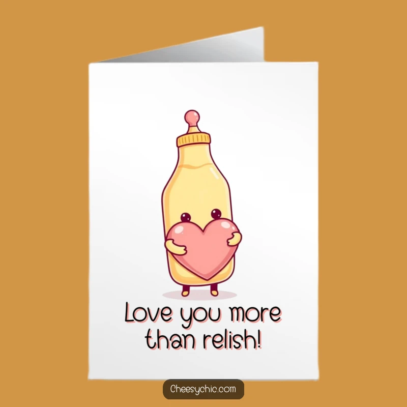 Free Printable Funny Birthday Card: Cute Condiment Bottle Love Heart Downloadable