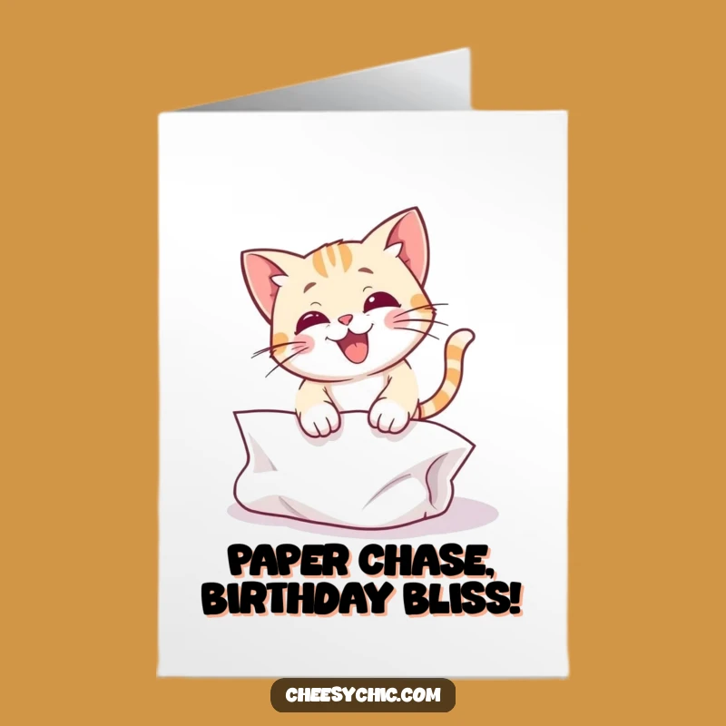 Free Printable Funny Cat Birthday Card: Pouncing Paper Pal - Downloadable Joyful Gift