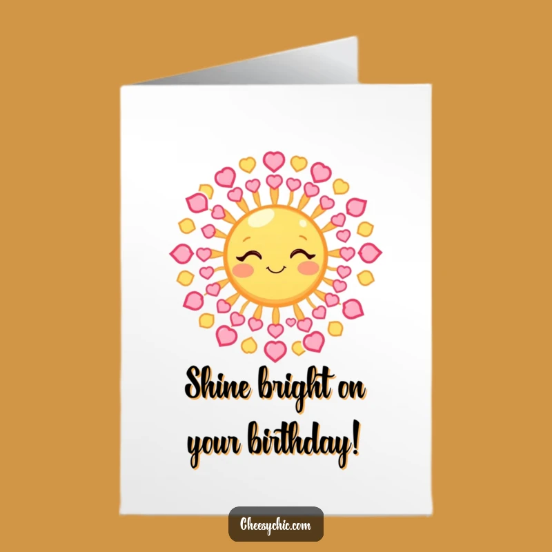 Free Printable Birthday Sun Card - Winking Hearts Rays Downloadable Gift