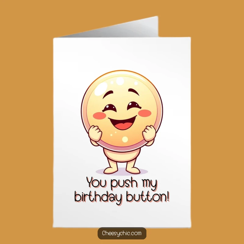 Free Printable Birthday Card: Funny Button Holder Character Downloadable Gift