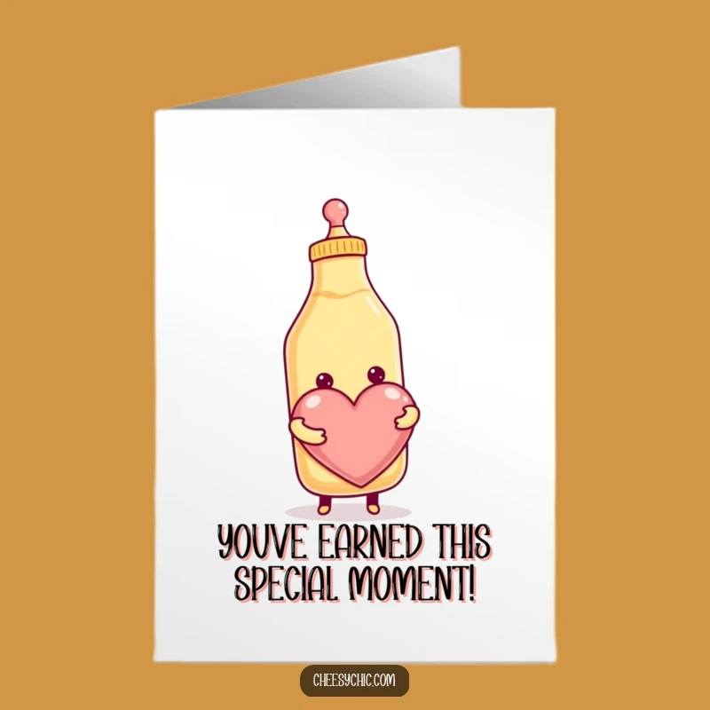 Free Printable Congrats Card: Cheerful Condiment Bottle Heart Squeeze Downloadable