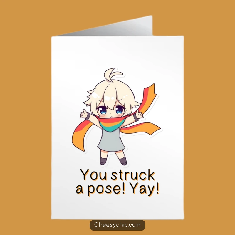 Free Printable Congrats Card: Dramatic Character, Rainbow Scarf, Funny Downloadable