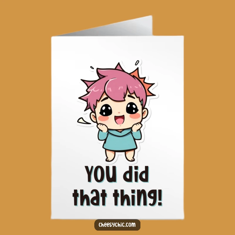 Free Printable Congrats Card: Funny Face Character - Easy Downloadable Celebration