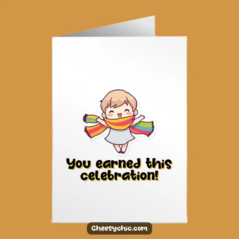 Free Printable Congrats Card: Happy Dancer, Rainbow Scarf, Joyful DIY Gift