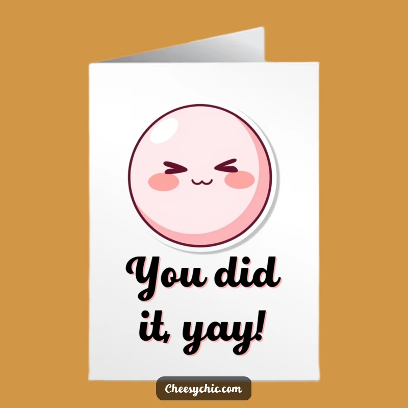 Free Printable Congrats Card: Winking Pink Character, Cheeky Success, Joyful Wishes