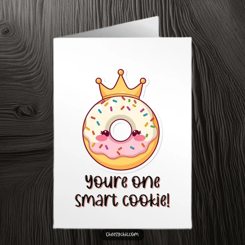 Funny Free Printable Congratulations Card: Adorable donut character with a sprinkle crown celebrates a sweet achievement.