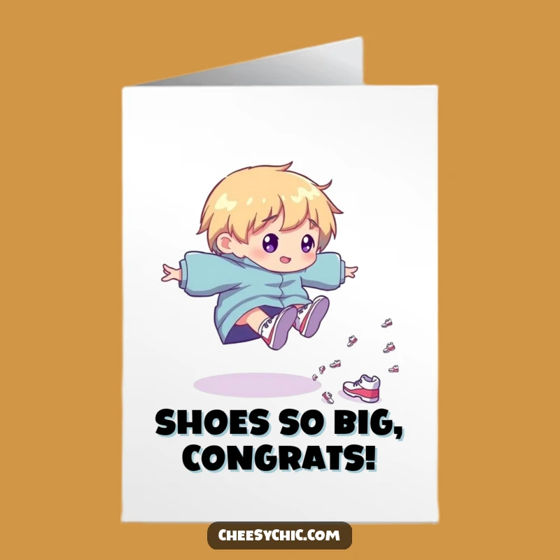 Hilarious Free Printable Congrats Card: Tripping Shoe Character, Print at Home