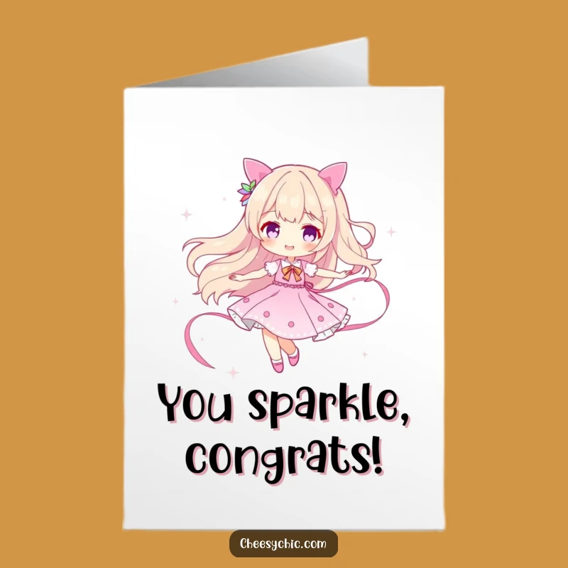 Free Printable Congrats Card: Sparkle Twirler Character Downloadable Gift
