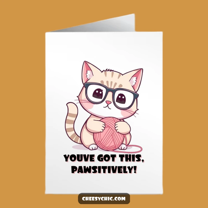 Free Printable Congratulations Card: Wise Cat & Yarn Ball, Downloadable Gift