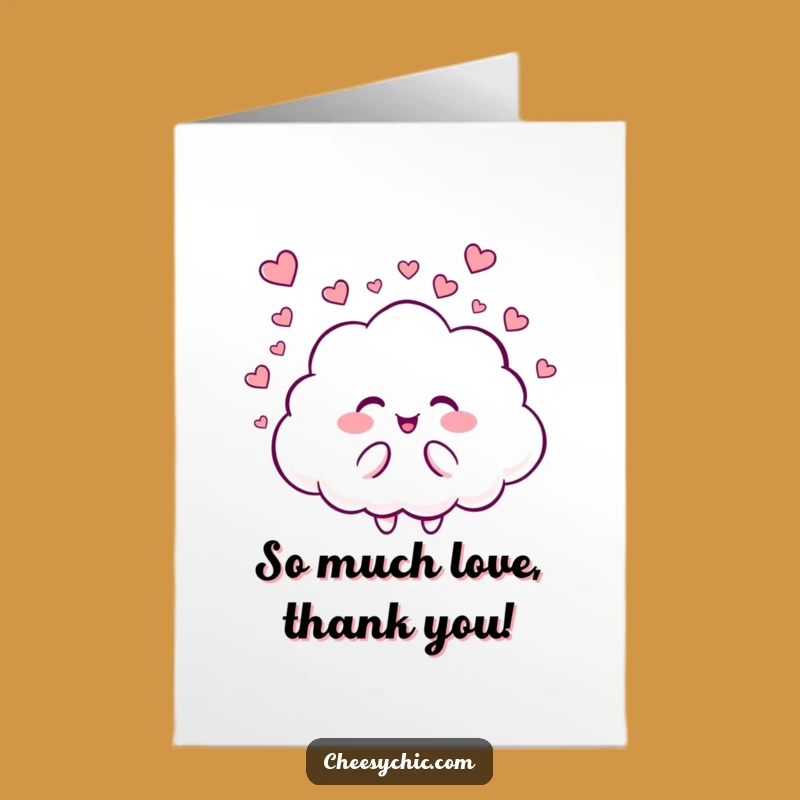 Free Printable Cloud Thank You Card: Funny Heart Rain Downloadable for Sweet Thanks