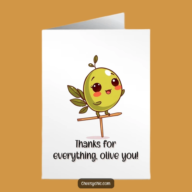 Free Printable Funny Olive Thank You Card: Olive You Thanks Downloadable Gift