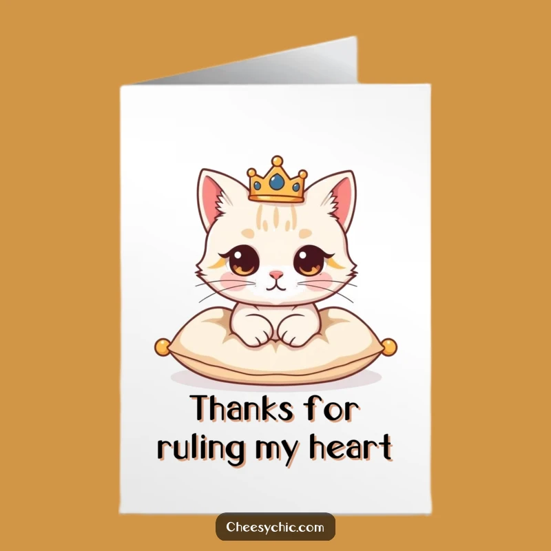 Free Printable Royal Cat Thank You Card: Grateful King - Downloadable Funny Gift