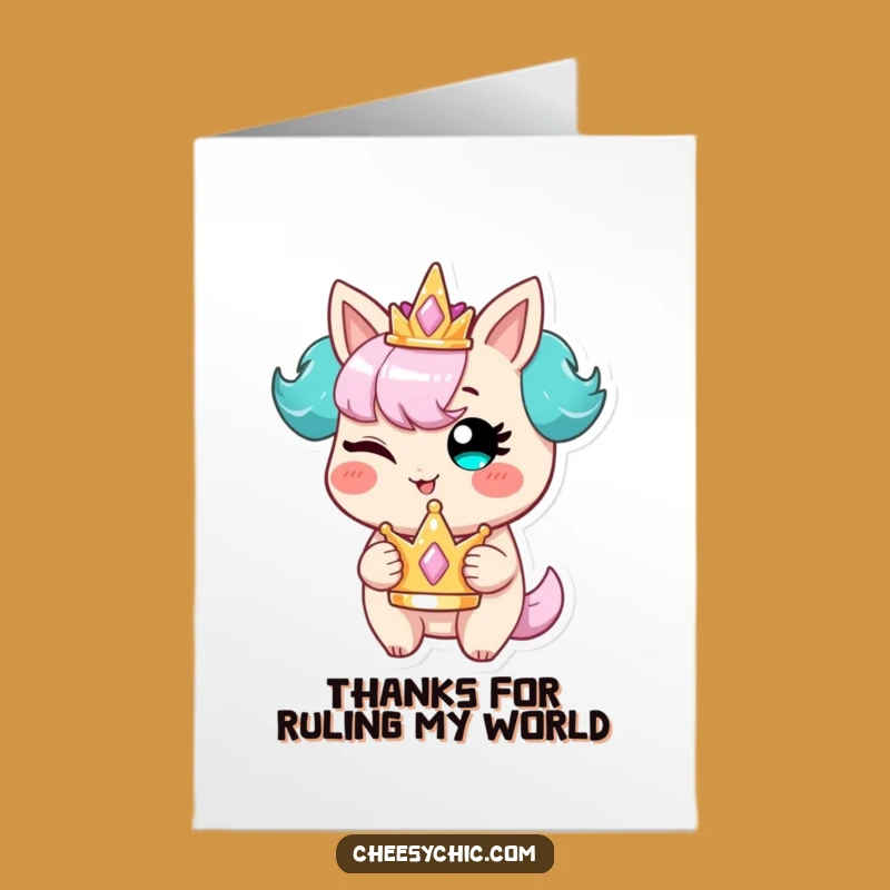 Free Printable Thank You Card: Winking Crown Character Funny Downloadable Gift