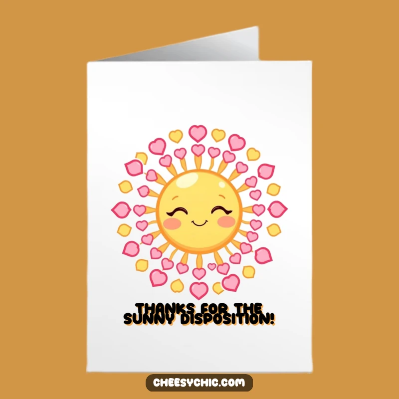 Free Printable Thank You Sun Card - Winking Hearts Rays Downloadable Gift