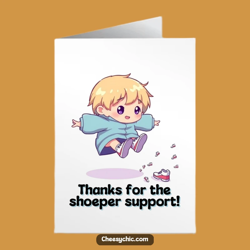 Funny Free Printable Thank You Card: Tripping Shoe Humor, Print at Home