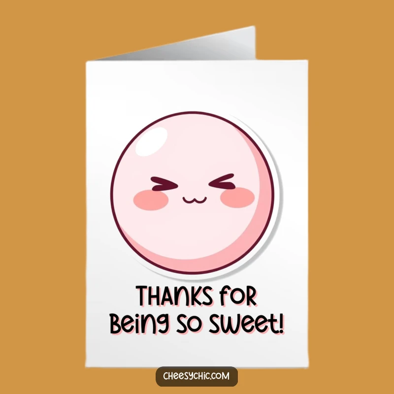 Free Printable Thank You Card: Winking Pink Character, Playful Gratitude, Sweet Thanks